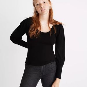 Madewell Black Puff Sleeve Top size XS